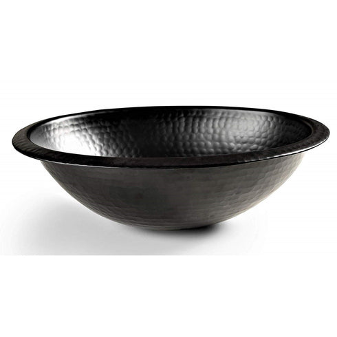 Hand Hammered Aluminum 17 inch Oval Drop In Bathroom Sink - Matte Black